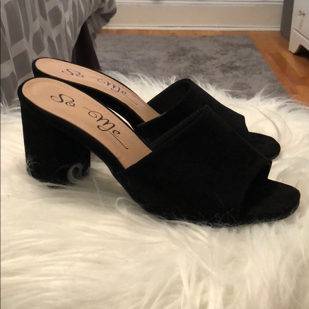 Black chunky heel sandals